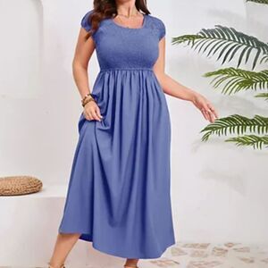 Old Navy Women’s Navy Blue Midi Milkmaid Sundress Size XL Peasant Dress NWT